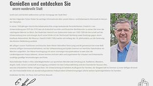 Stein des Ansto&szlig;es: das Gru&szlig;wort des B&uuml;rgermeisters auf der Homepage der Stadt R&ouml;tz. Seit Dienstagfr&uuml;h ist das Alte gel&ouml;scht. Ein Neues wird ab Mittwoch online sein, verspricht B&uuml;rgermeister Gerhard Hofmann.