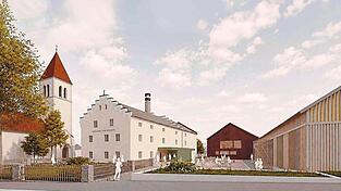 Das Hinterederareal bekommt im Zuge der Neugestaltung eine ganz andere Optik. Losgeht es mit dem Bau des Gerätehauses (rotes Gebäude in der Mitte). Das Hinterederareal bekommt im Zuge der Neugestaltung eine ganz andere Optik. Losgeht es mit dem Bau des Gerätehauses (rotes Gebäude in der Mitte).