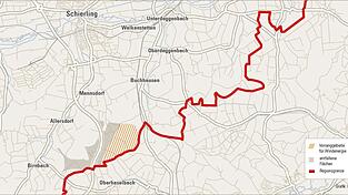 Ganz im S&uuml;den des Marktes bleibt eine Fl&auml;che &uuml;brig, auf der eventuell Windr&auml;der gebaut werden k&ouml;nnen.