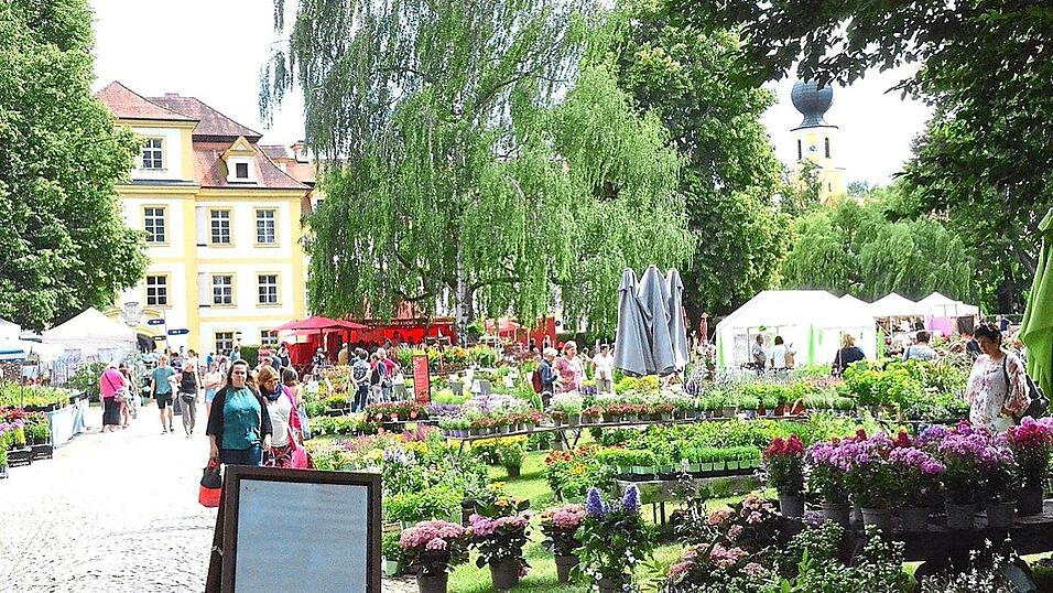 Das K&ouml;feringer Schloss und die Pfarrkirche boten die perfekte Kulisse f&uuml;r die Garten-Verkaufsausstellung.