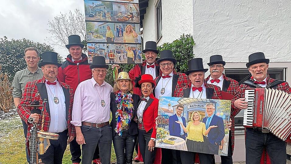 Die Mitglieder der Moritat zusammen mit der zweiten B&uuml;rgermeisterin Christa Popp, B&uuml;rgermeister Florian H&ouml;lzl und dem dritten B&uuml;rgermeister Josef Hyronimus.