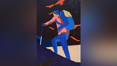Auch ein Wanderer in der Natur ist in dem sp&auml;ter einmal 90 Meter langen Kunstwerk zu entdecken.