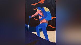 Auch ein Wanderer in der Natur ist in dem später einmal 90 Meter langen Kunstwerk zu entdecken. Auch ein Wanderer in der Natur ist in dem später einmal 90 Meter langen Kunstwerk zu entdecken.