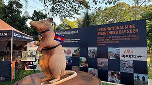 Magawas Denkmal steht im Zentrum der Kleinstadt Siem Reap.