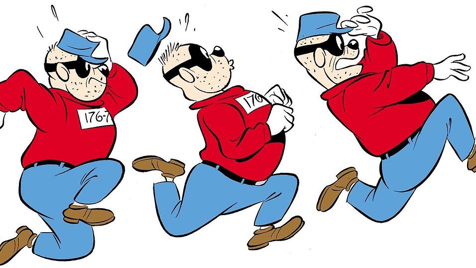 Drei Panzerknacker (undatierte Illustration). Seit 70 Jahren hat die Clique mit Hundenase, Schlappohren, Dreitagebart, Zorromaske und roten Rollis stets nur ein gro&szlig;es Ziel im Leben: an Dagobert Ducks immenses Verm&ouml;gen zu gelangen.