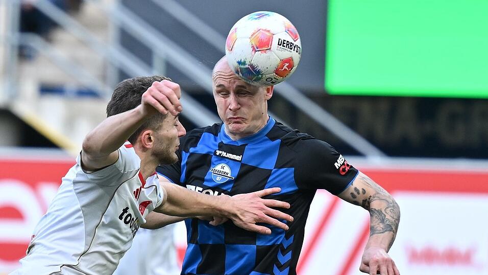 Die Paderborner, hier Sven Michel beim Kopfball, waren wacher und zielstrebiger.