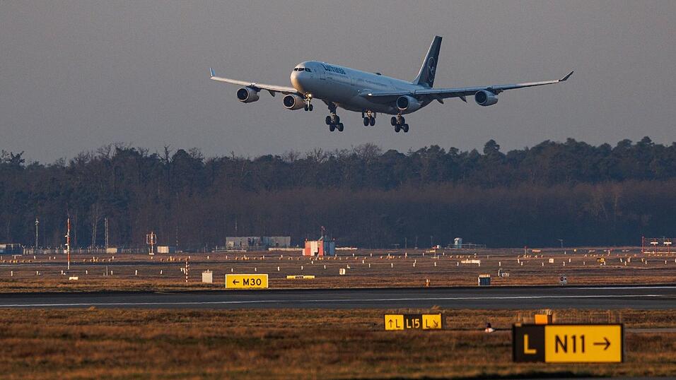 Die Maschine aus Maskat trifft in den fr&uuml;hen Morgenstunden in Frankfurt ein.