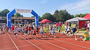 Hochmotivierte Nachwuchsl&auml;ufer beim Massenstart. Beim Kinderlobbylauf zeigten die Kleinen und Gro&szlig;en, was sie k&ouml;nnen.