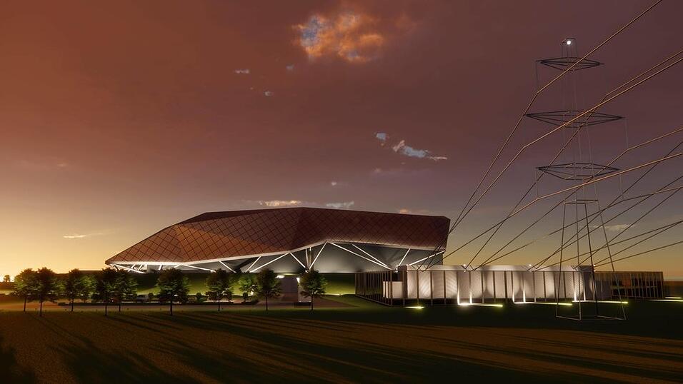 Ein Modell eines der Mini-Atomkraftwerke, die der englische Automobilhersteller Rolls-Royce im Vereinigten K&ouml;nigreich plant.